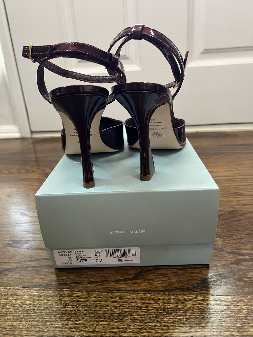 Antonio Melani Burgundy Patent Pointed-Toe Ankle-Strap Heels - Picture 4 of 8